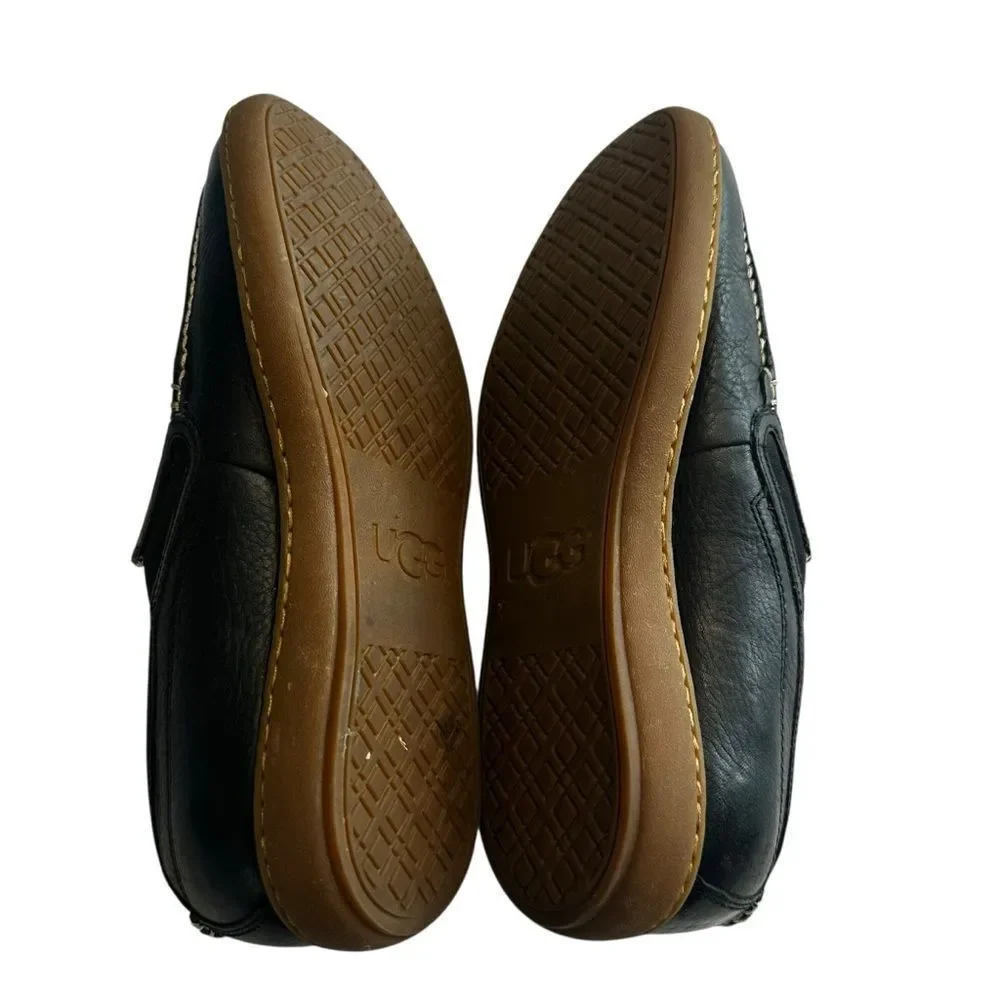 UGG men’s black leather slip on loafers size 8.5